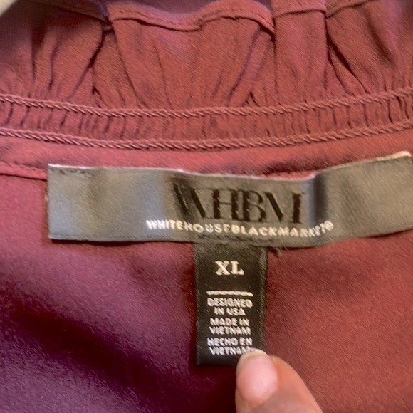 White House Black Market Red Ruched Ruffled Blouse NWOT - Picture 5 of 6